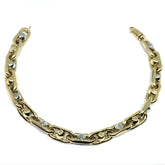 14k Yellow And White Gold Oval Link Mens Fancy Bracelet, 8.25" fine designer jewelry for men and women
